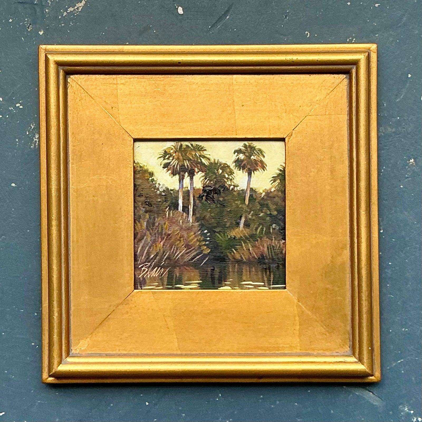 Vintage Boho Original Ölgemälde auf Leinwand der Everglades (Hollywood Regency) im Angebot