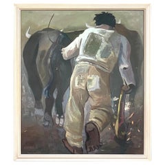 Vintage Boho Pintura al óleo original sobre lienzo Firmado Alvarado