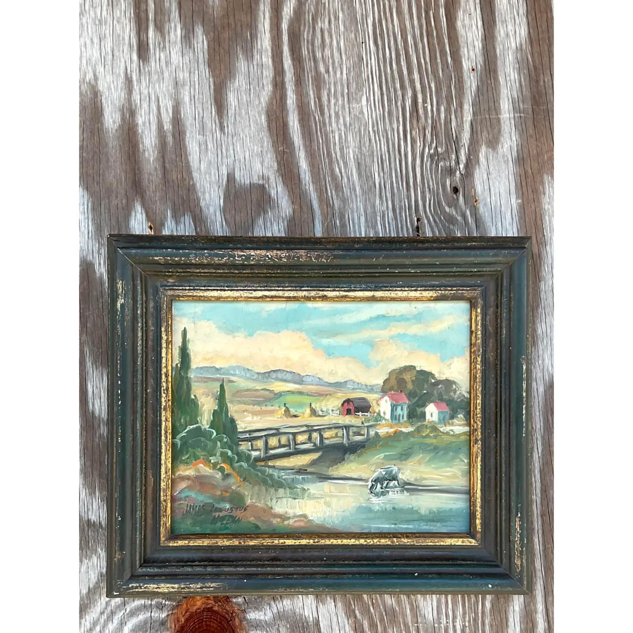 Bohemian Vintage Boho Original Oil Painting Signed James Augustus McLean For Sale