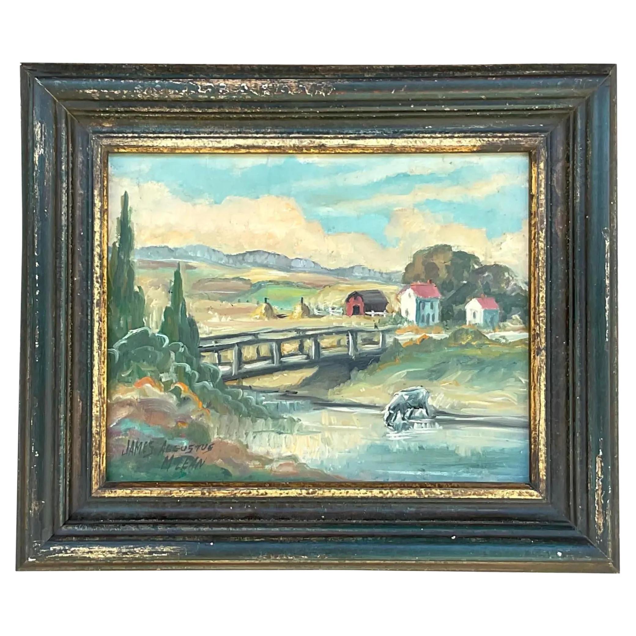 Vintage Boho Original Oil Painting Signed James Augustus McLean For Sale