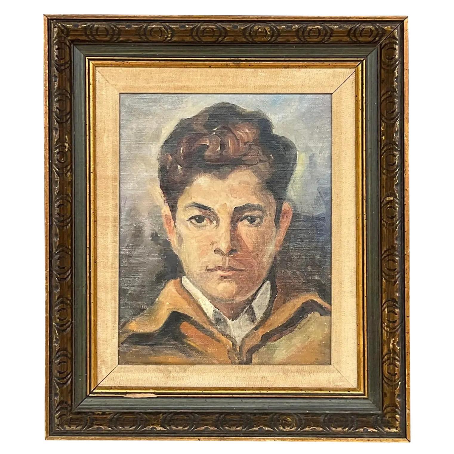 Vintage Coastal Original Oil Portrait For Sale at 1stDibs