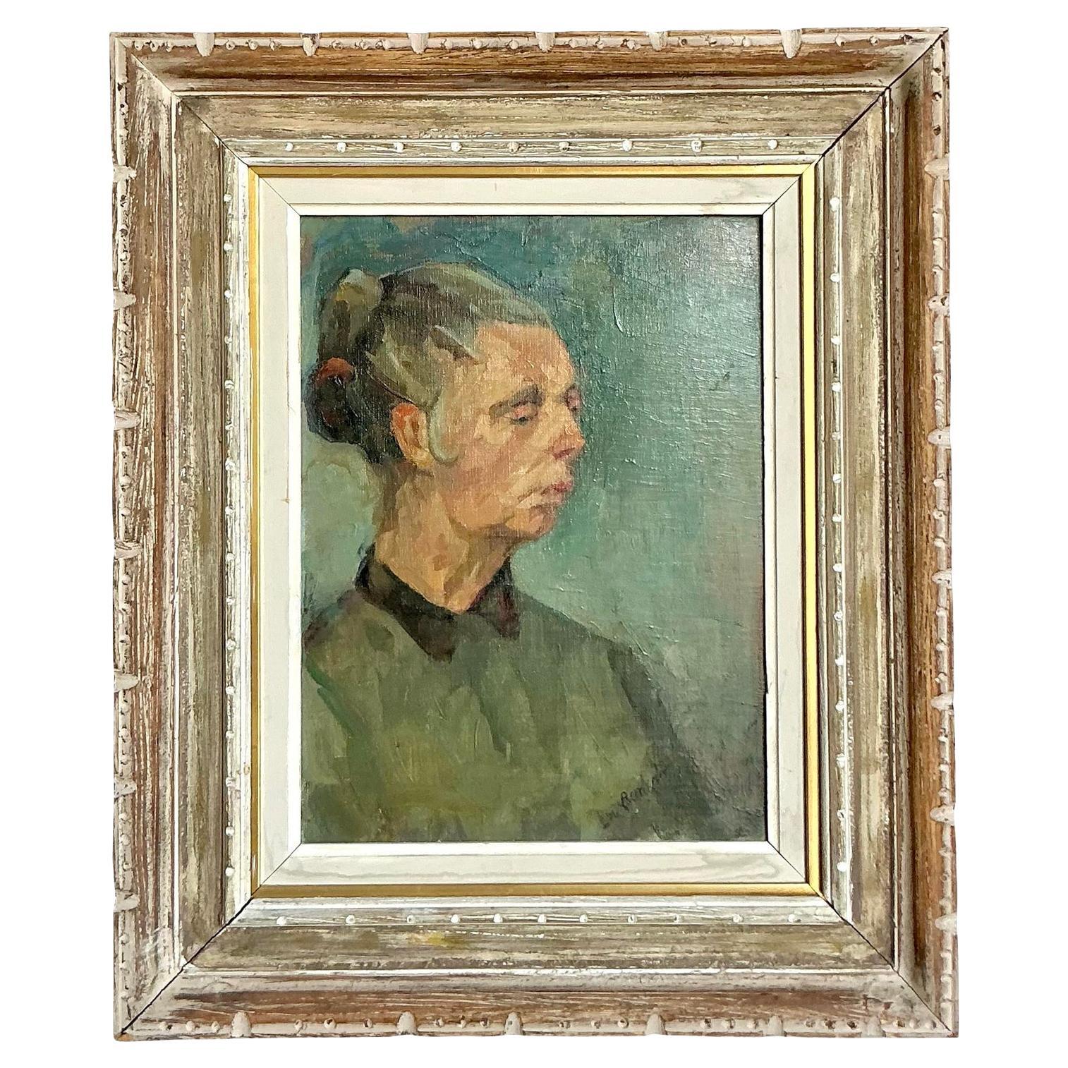 Portrait à l
huile original bohème vintage