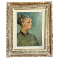 Ritratto ad olio originale vintage Boho