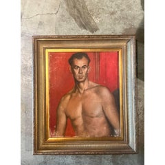 Vintage Boho Original Oil Portrait of Man