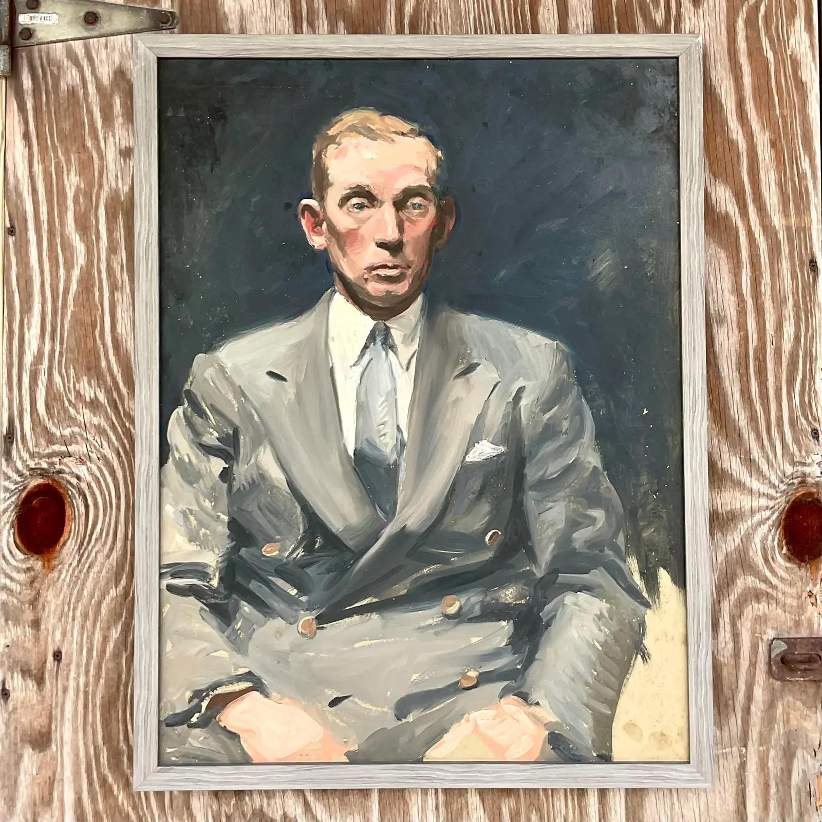 Vintage Boho Original Oil Portrait of Man 3