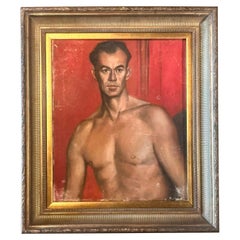 Vintage Boho Original Oil Portrait of Man
