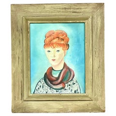 Portrait à l'huile original de femme bohème vintage