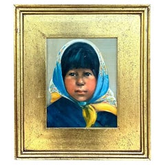 Ritratto di donna vintage ad olio originale Boho
