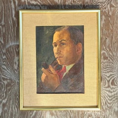 Vintage Boho Original Oil Portrait on Board