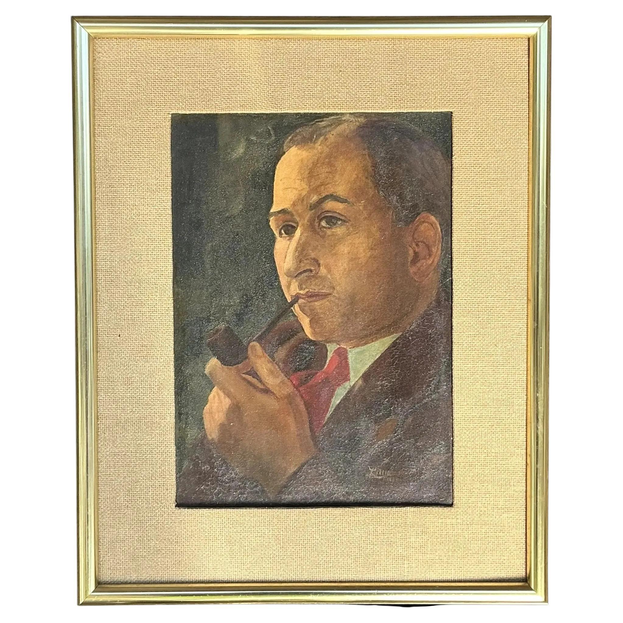 Vintage Boho Original Oil Portrait on Board