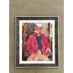 Vintage Boho Original Oil Portrait on Canvas