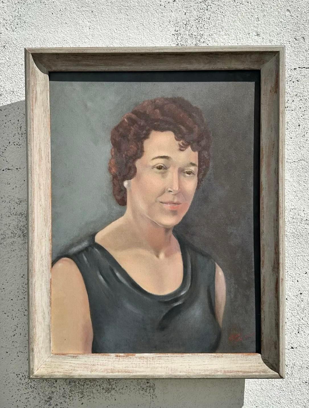 Nord-américain Portrait à l'huile original de Boho sur toile en vente