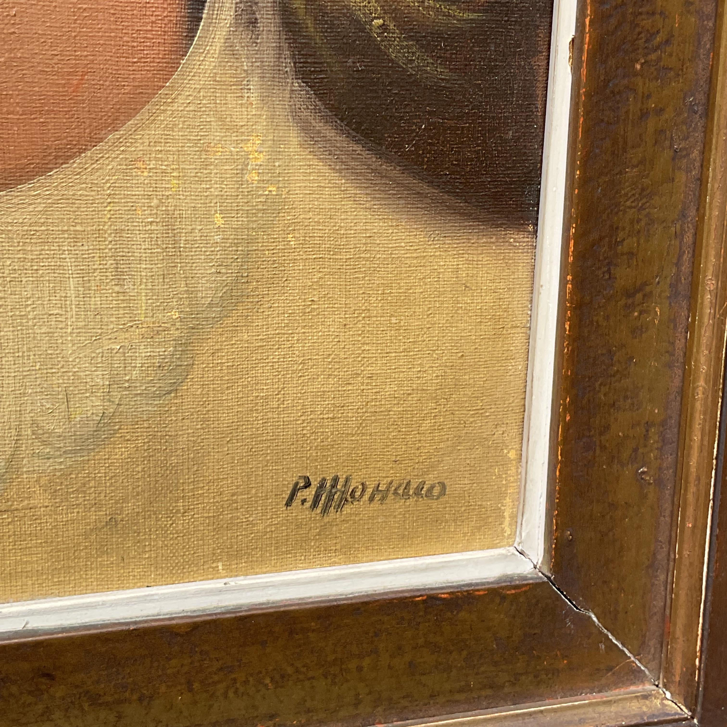 Américain Portrait à l'huile original de Boho sur toile en vente