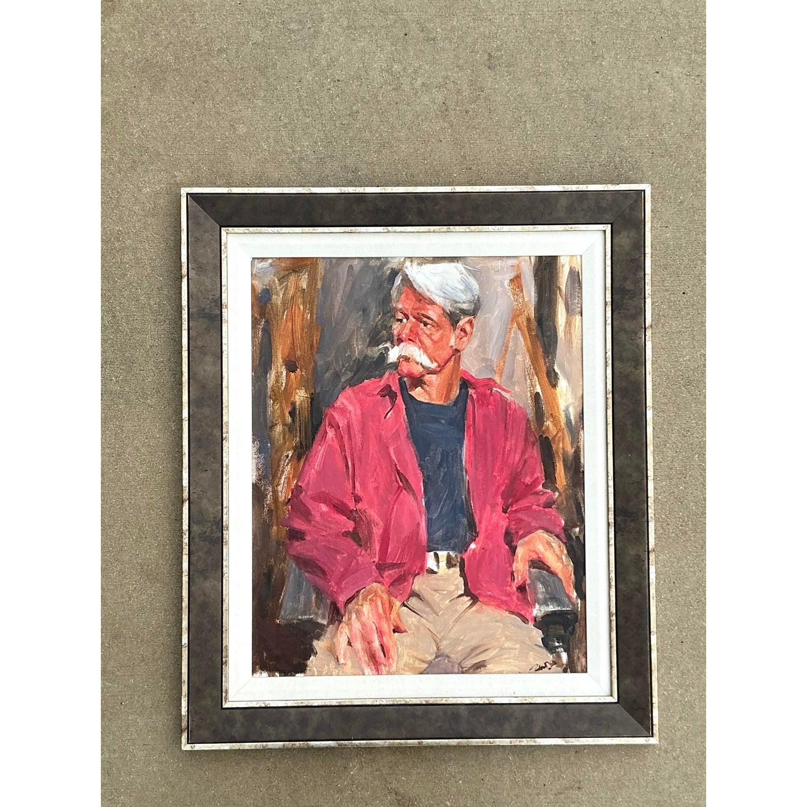 Moderne Portrait à l'huile original de Boho sur toile en vente