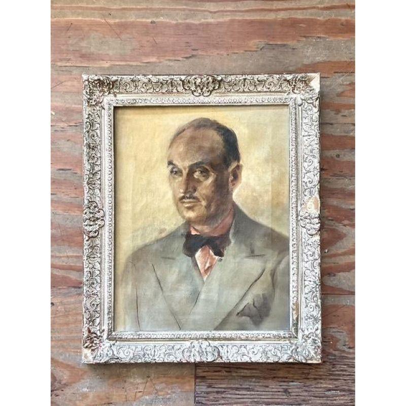 Ère spatiale Portrait à l'huile original de Boho sur toile en vente