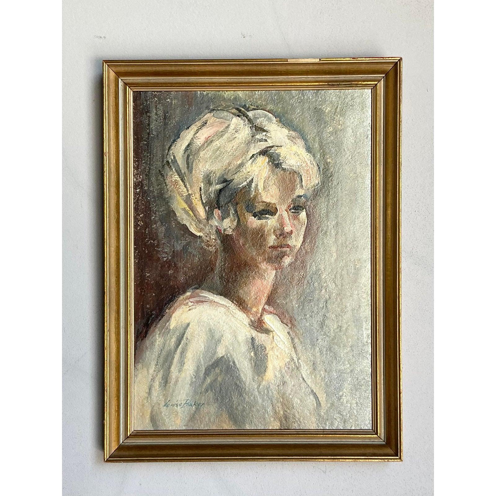 Américain Portrait �à l'huile original de Boho sur toile en vente