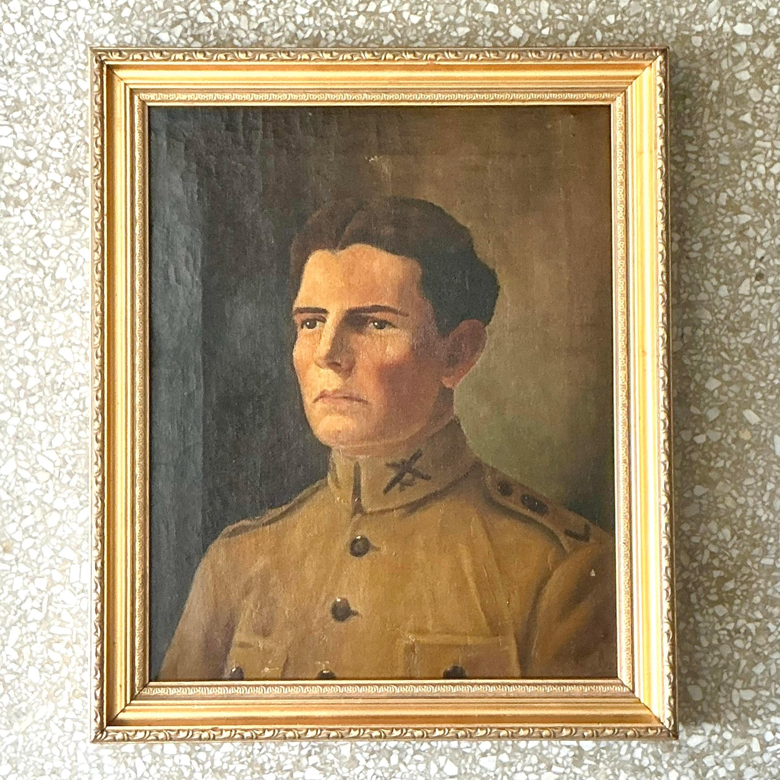 20ième siècle Portrait à l'huile original de Boho sur toile en vente