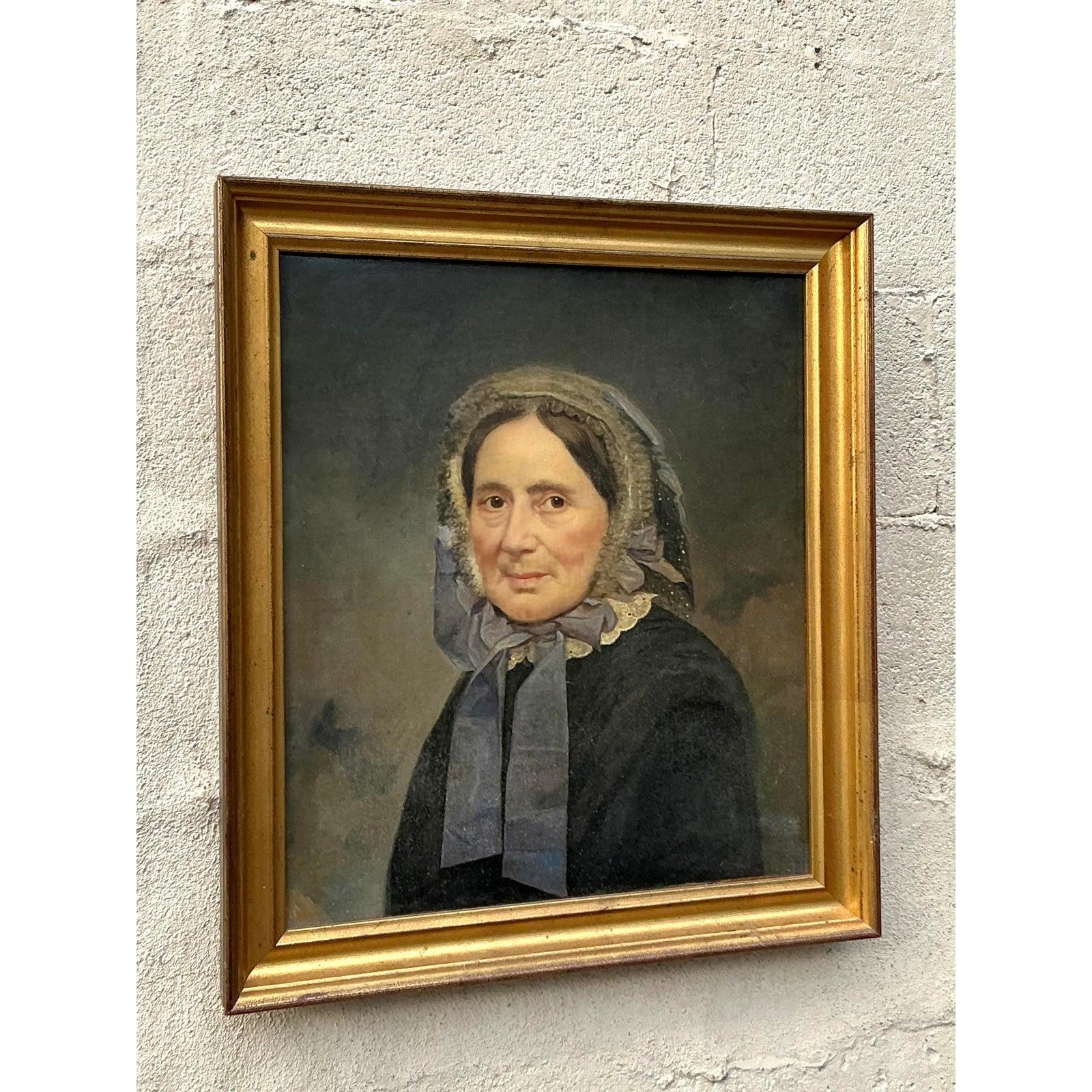 20ième siècle Portrait à l'huile original de Boho sur toile en vente