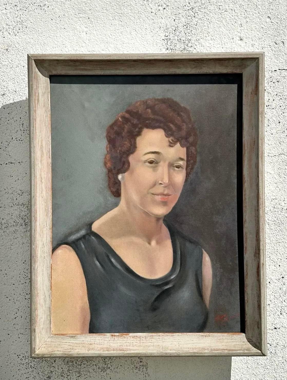Toile Portrait à l'huile original de Boho sur toile en vente