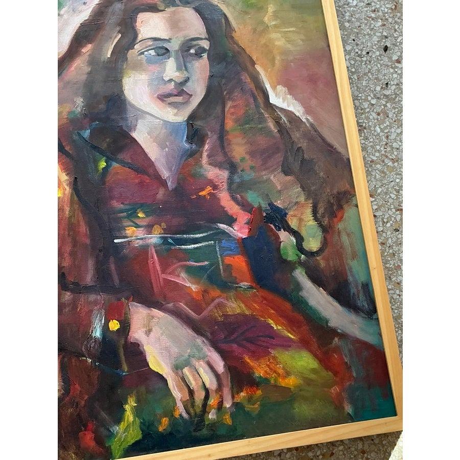 Toile Portrait à l'huile original de Boho sur toile en vente
