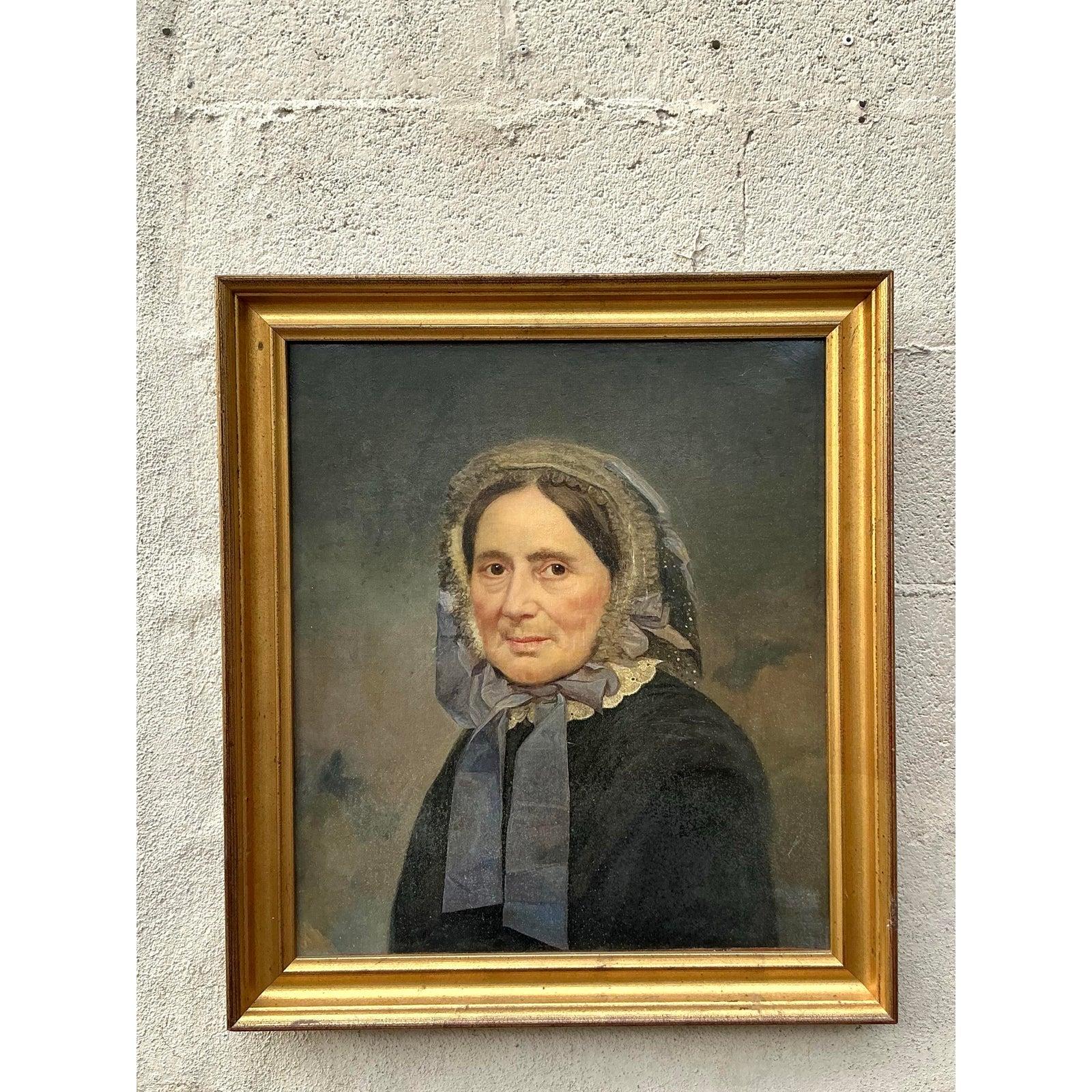 Toile Portrait à l'huile original de Boho sur toile en vente