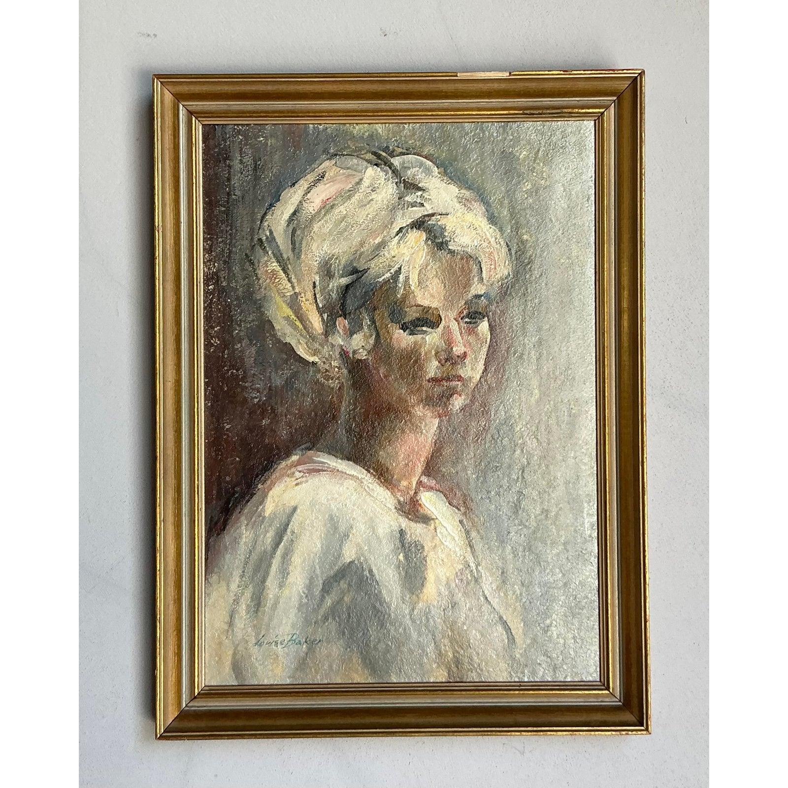 20ième siècle Portrait à l'huile original de Boho sur toile en vente