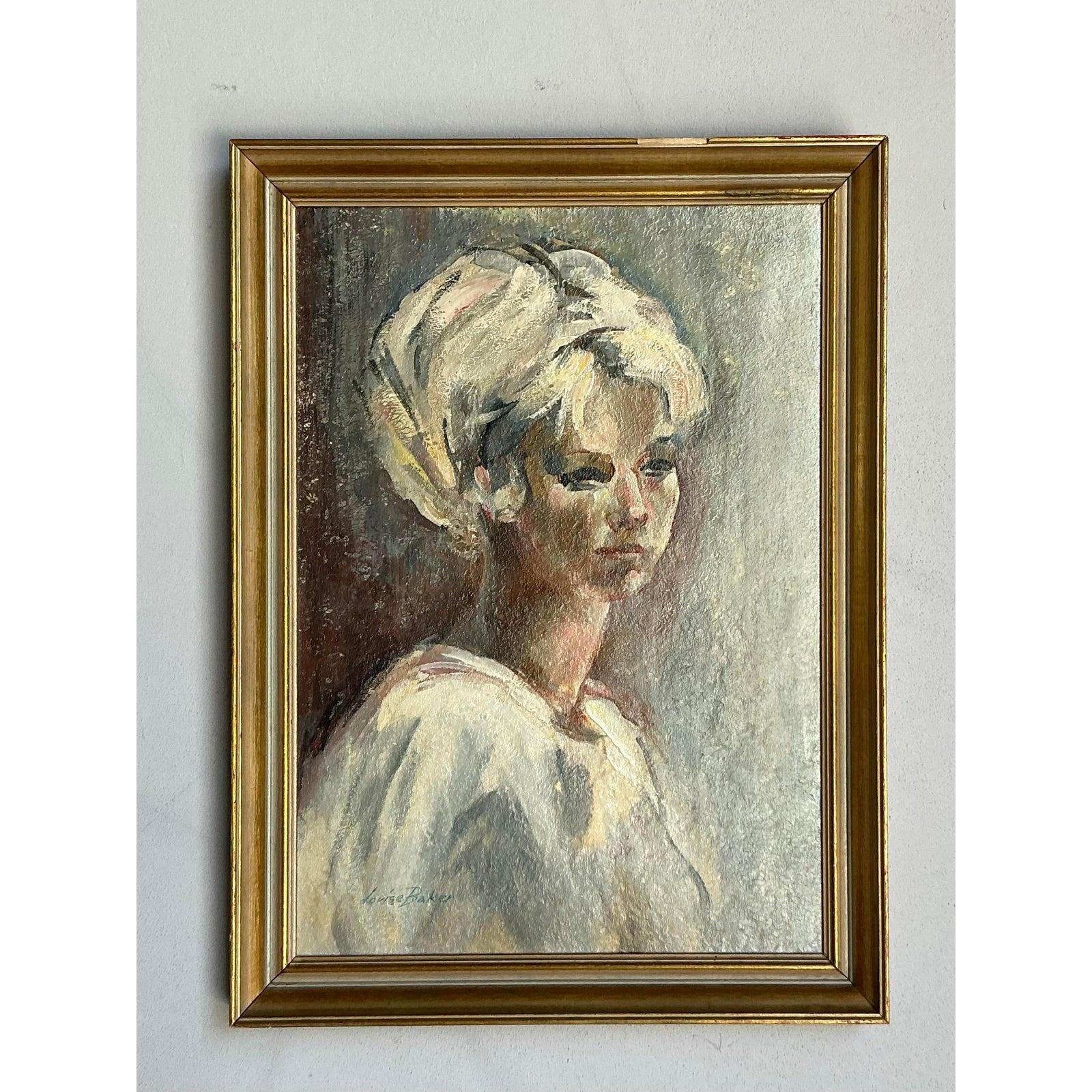 Toile Portrait à l'huile original de Boho sur toile en vente