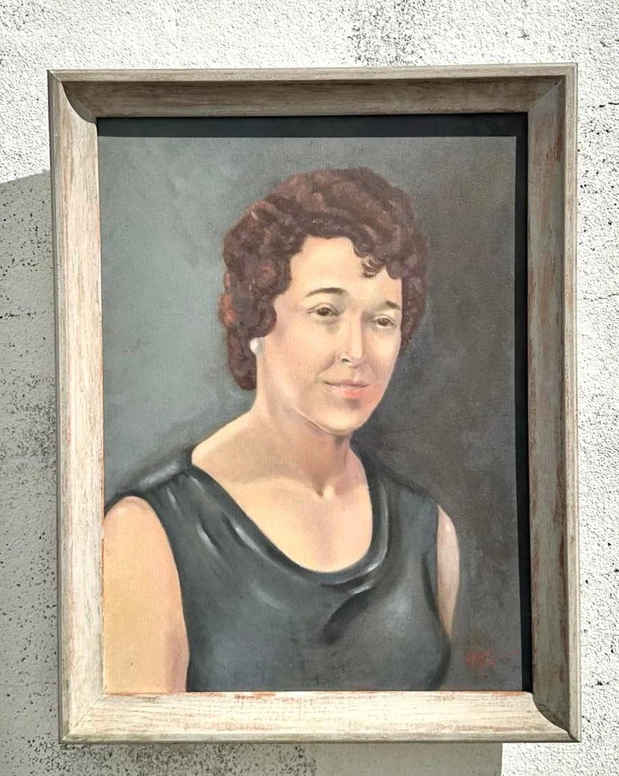 Portrait à l'huile original de Boho sur toile en vente 2