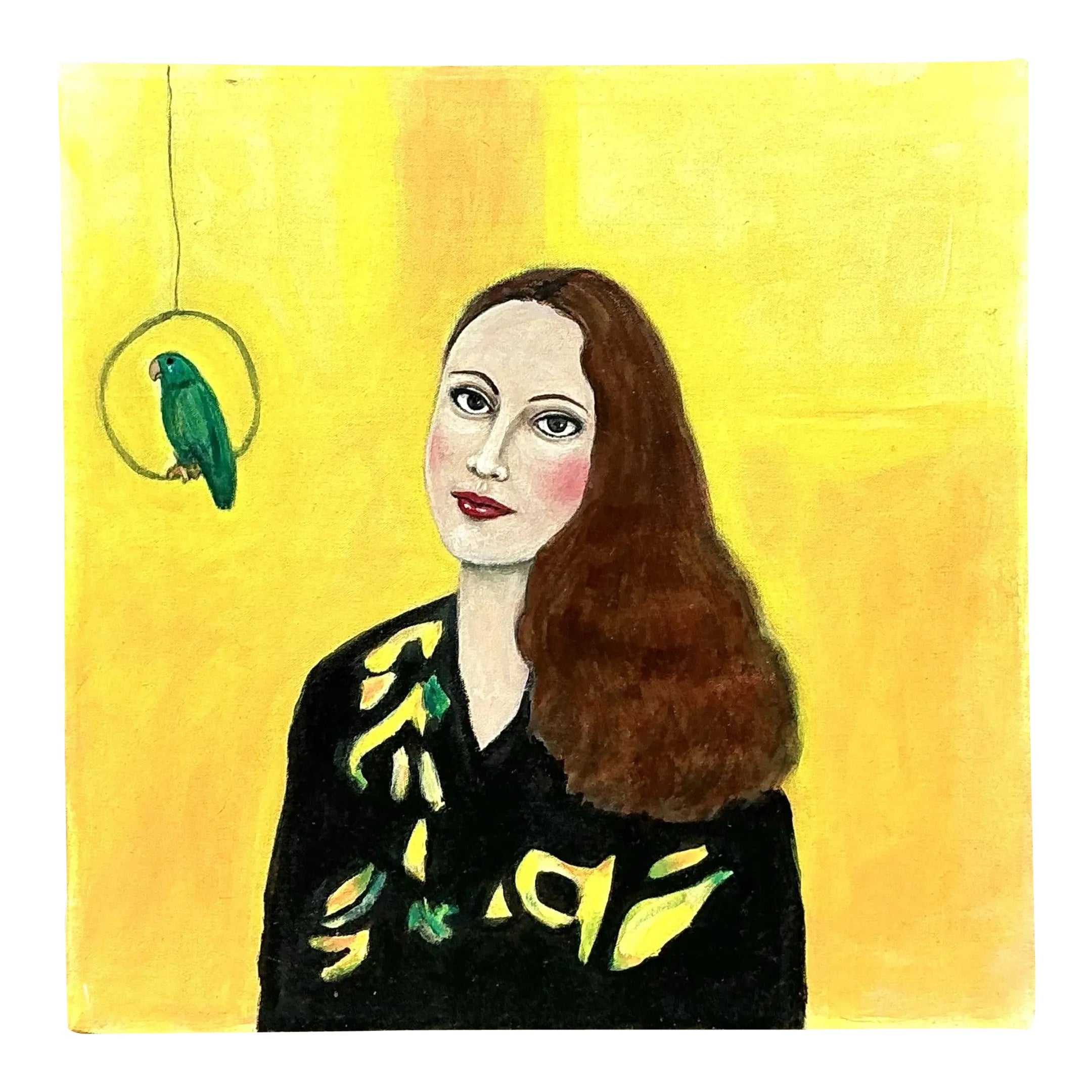 Portrait à l'huile original de Boho sur toile en vente