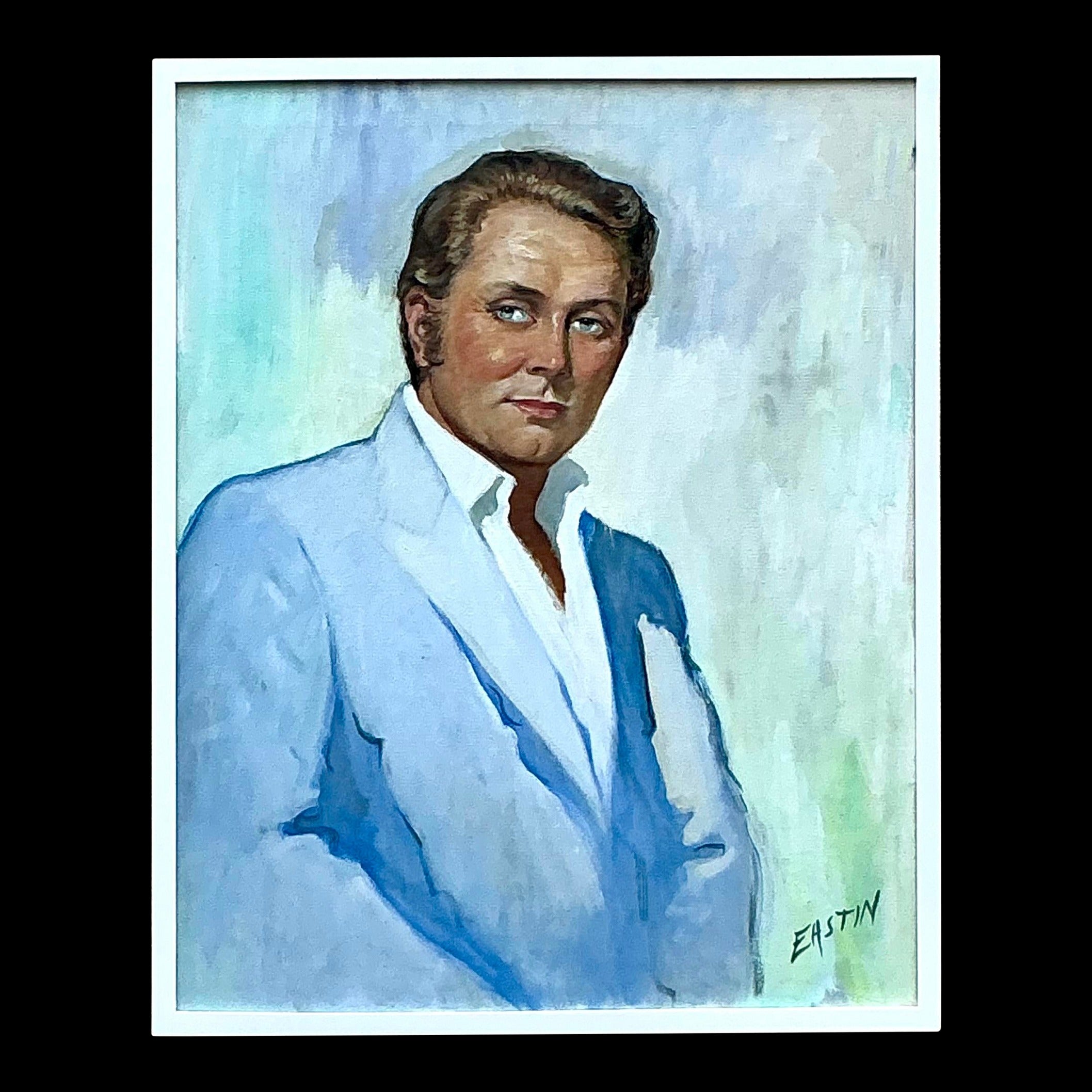 Vintage Boho Original Oil Portrait on Canvas For Sale at 1stDibs