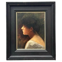 Vintage Boho Original Oil Portrait on Canvas