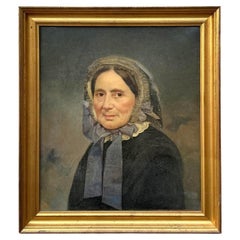 Antique Boho Original Oil Portrait on Canvas