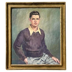 Vintage Boho Original Oil Portrait on Canvas
