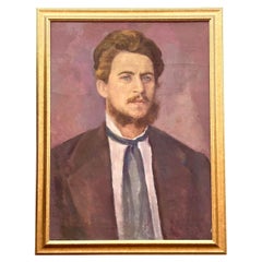 Vintage Boho Original Oil Portrait on Canvas