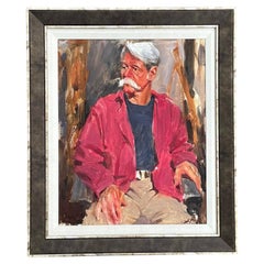 Vintage Boho Original Oil Portrait on Canvas