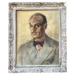 Ritratto originale ad olio su tela in stile vintage boho