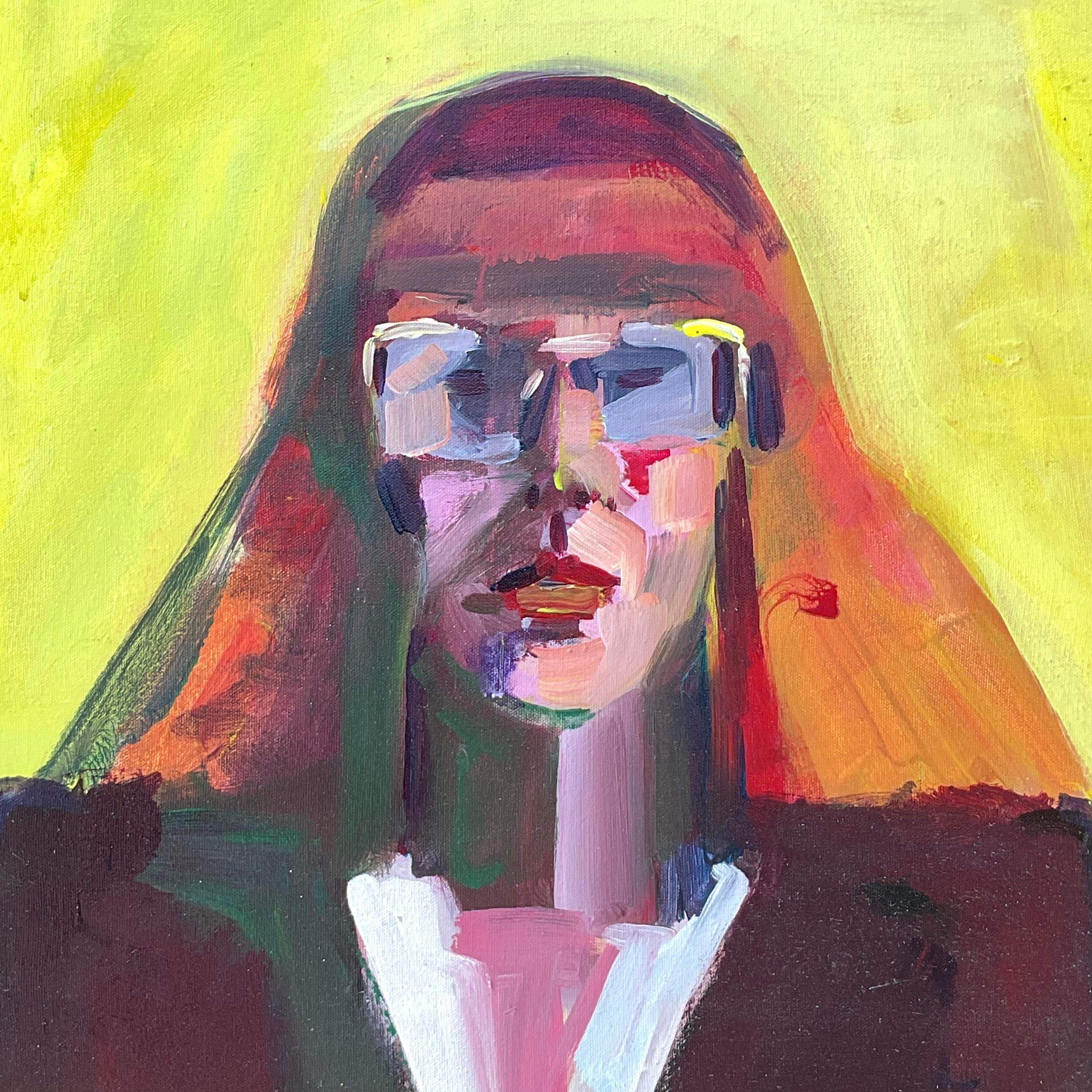 Vintage Boho Retrato original al óleo sobre lienzo Pintura Estadounidense en venta