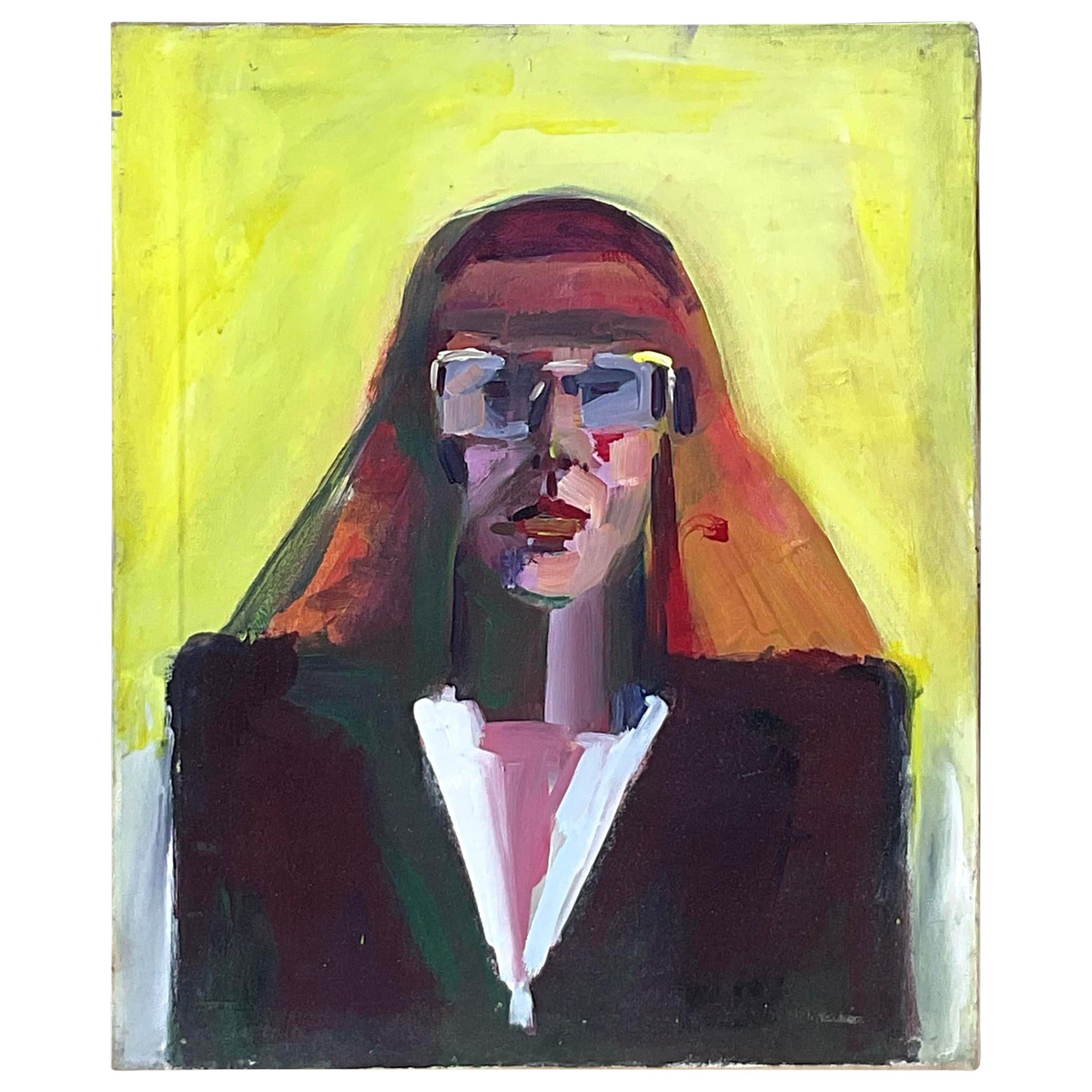 Vintage Boho Original Oil Portrait on Canvas Painting