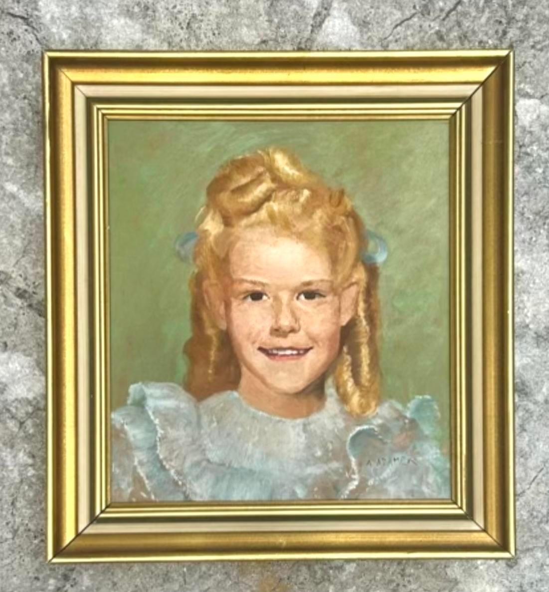 Vintage By Original Oil Portrait of Young Lady