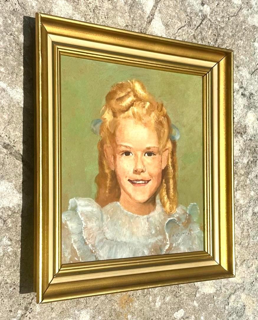 Nordamericano Vintage By, ritratto ad olio originale di una giovane donna in vendita