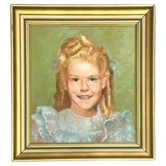 Vintage Boho Original Oil Portrait Painting of Young Lady