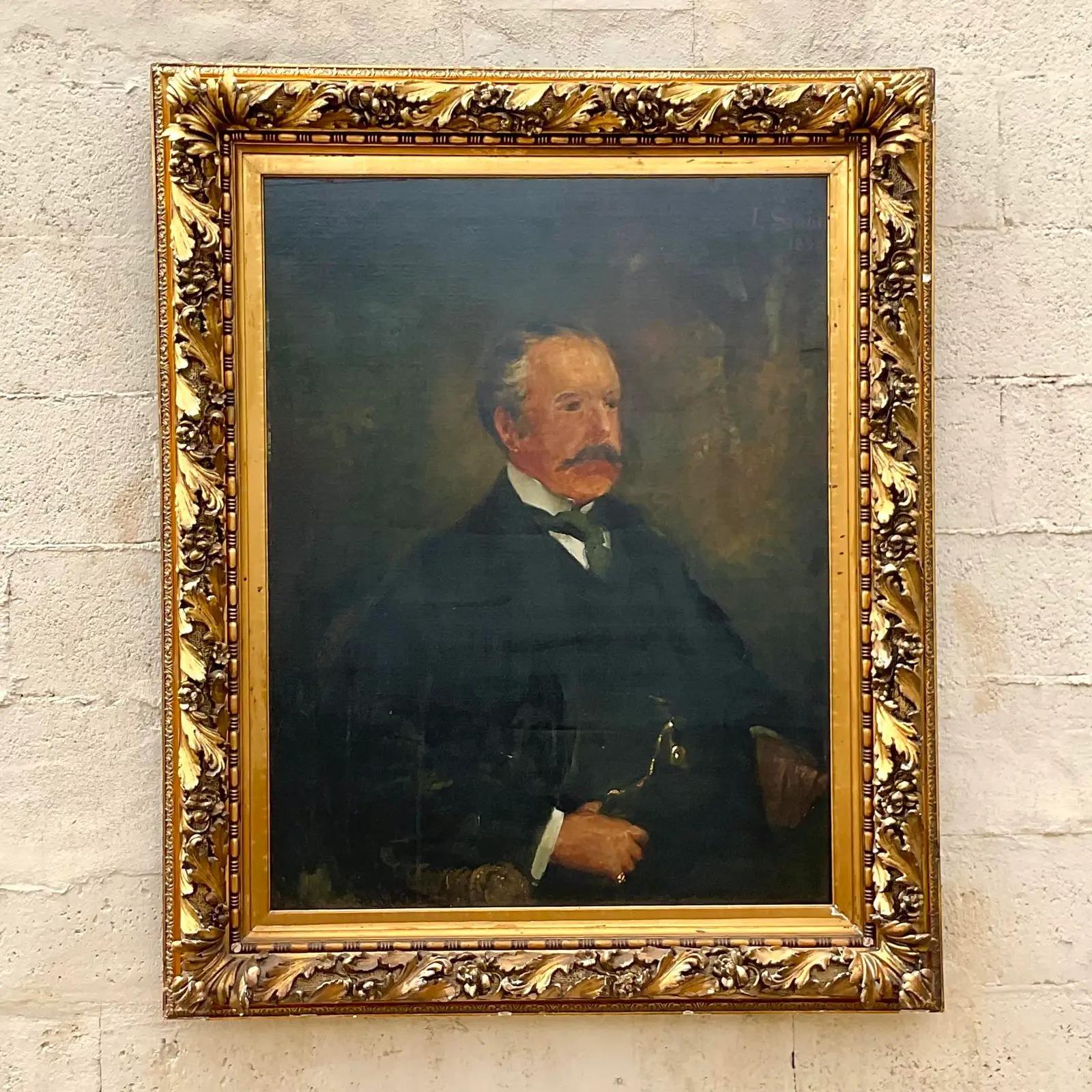 Portrait à l'huile original de Boho vintage signé et daté de 1894 en vente 5