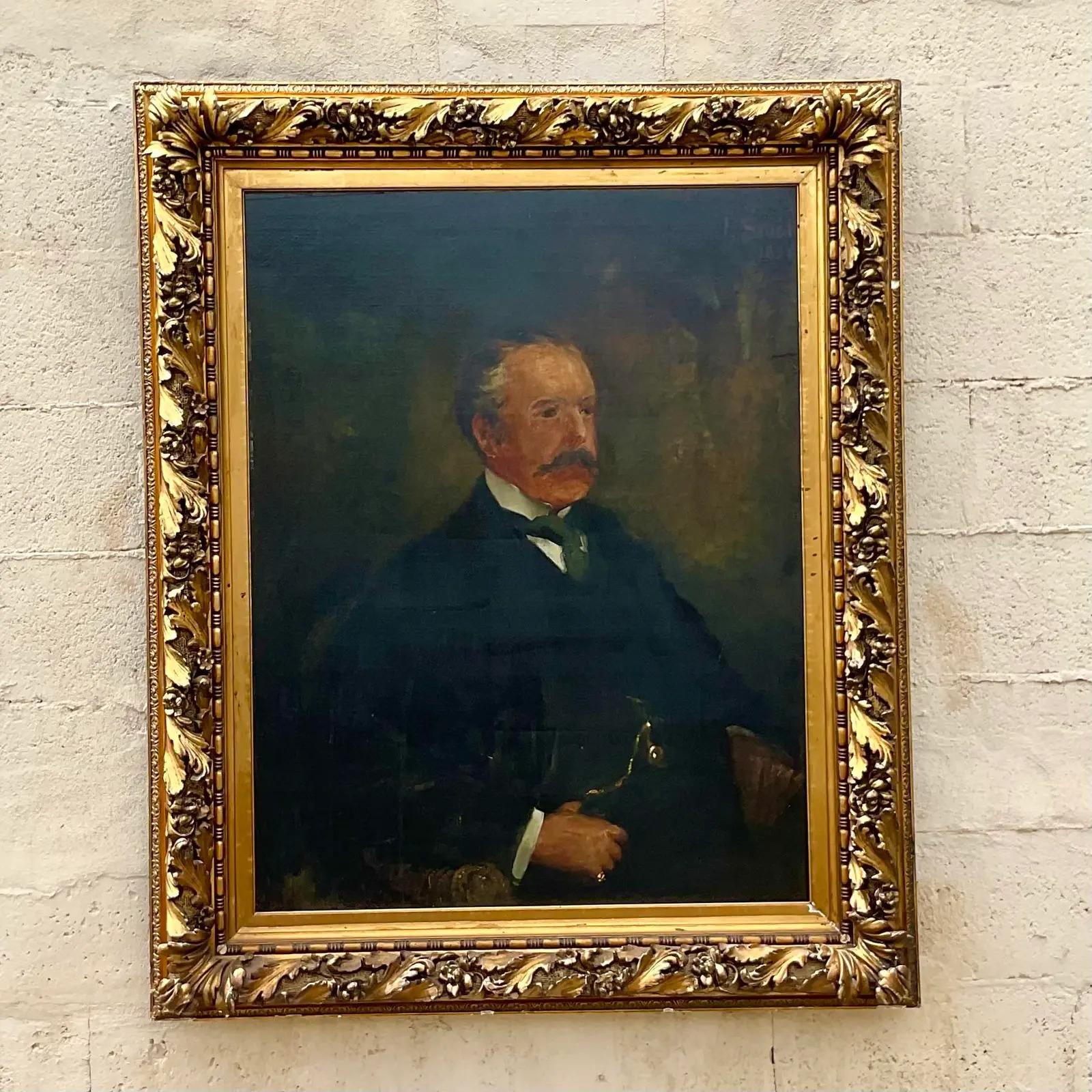 Nord-américain Portrait à l'huile original de Boho vintage signé et daté de 1894 en vente