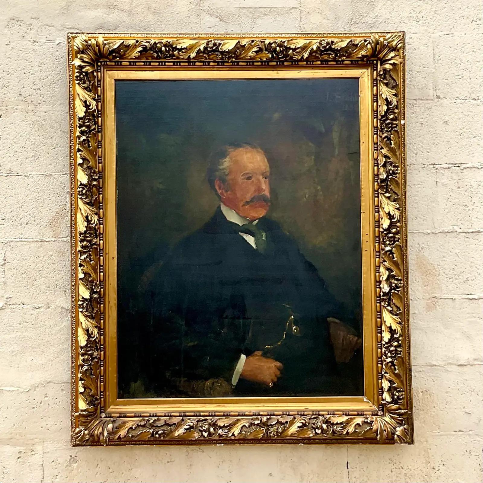 Fin du XIXe siècle Portrait à l'huile original de Boho vintage signé et daté de 1894 en vente