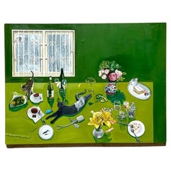 Vintage Boho Original auf Leinwand Tisch in Vintage-Manier