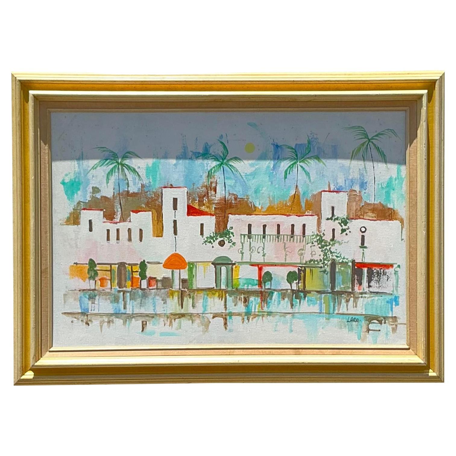 Original Vintage Boho Original Palm Beach Everglades-Gemälde, Vintage
