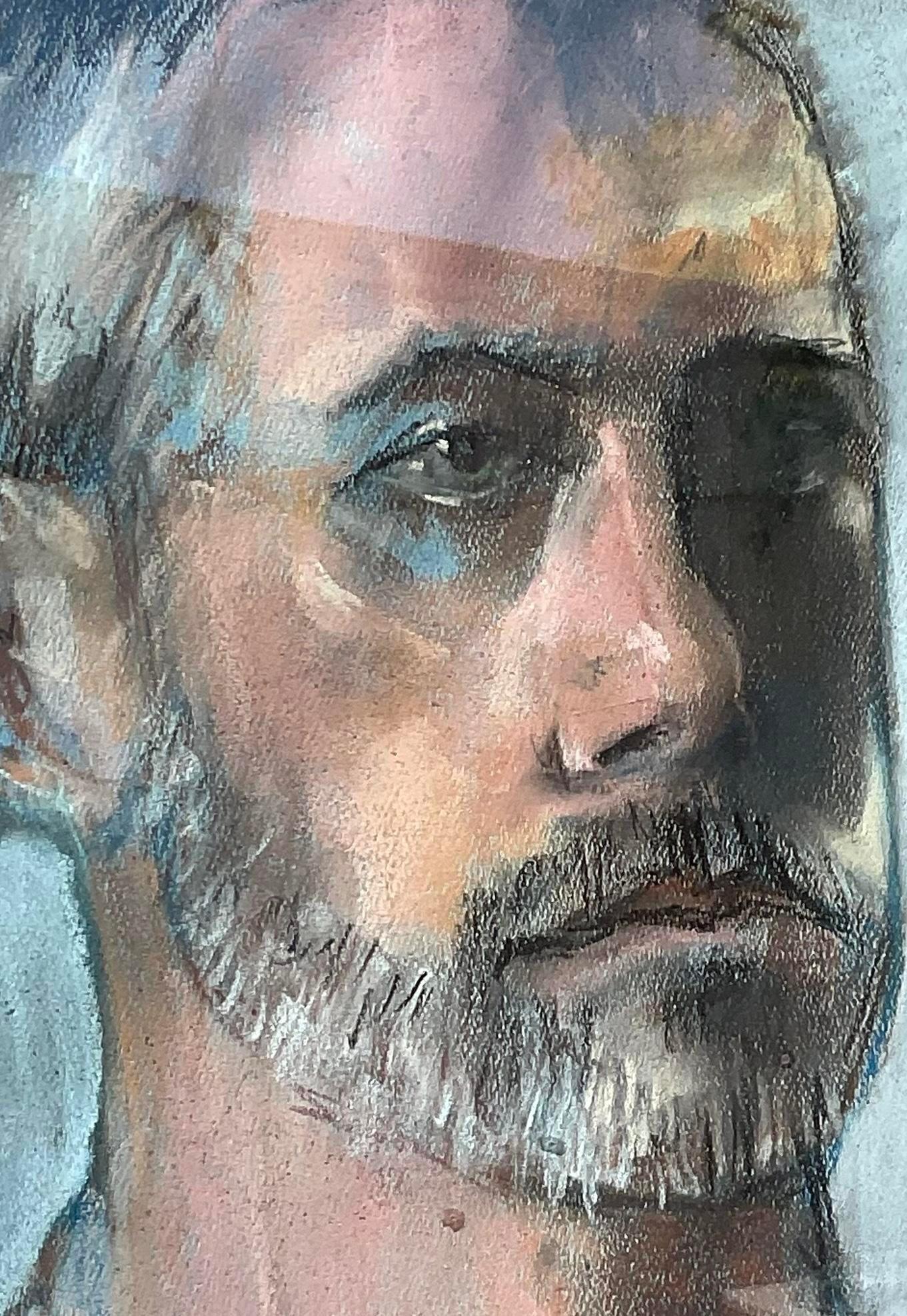 Découvrez la beauté de l'art bohème avec ce portrait original vintage aux pastels sur papier. Les teintes douces et vibrantes et les ombres délicates donnent vie au sujet, insufflant à votre espace un sentiment de chaleur et de créativité. Parfait
