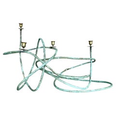 Candelabro Biomorfo Vintage Boho Original de Cobre Patinado