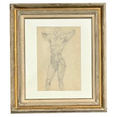 Disegno originale a matita di figura maschile in stile boho vintage
