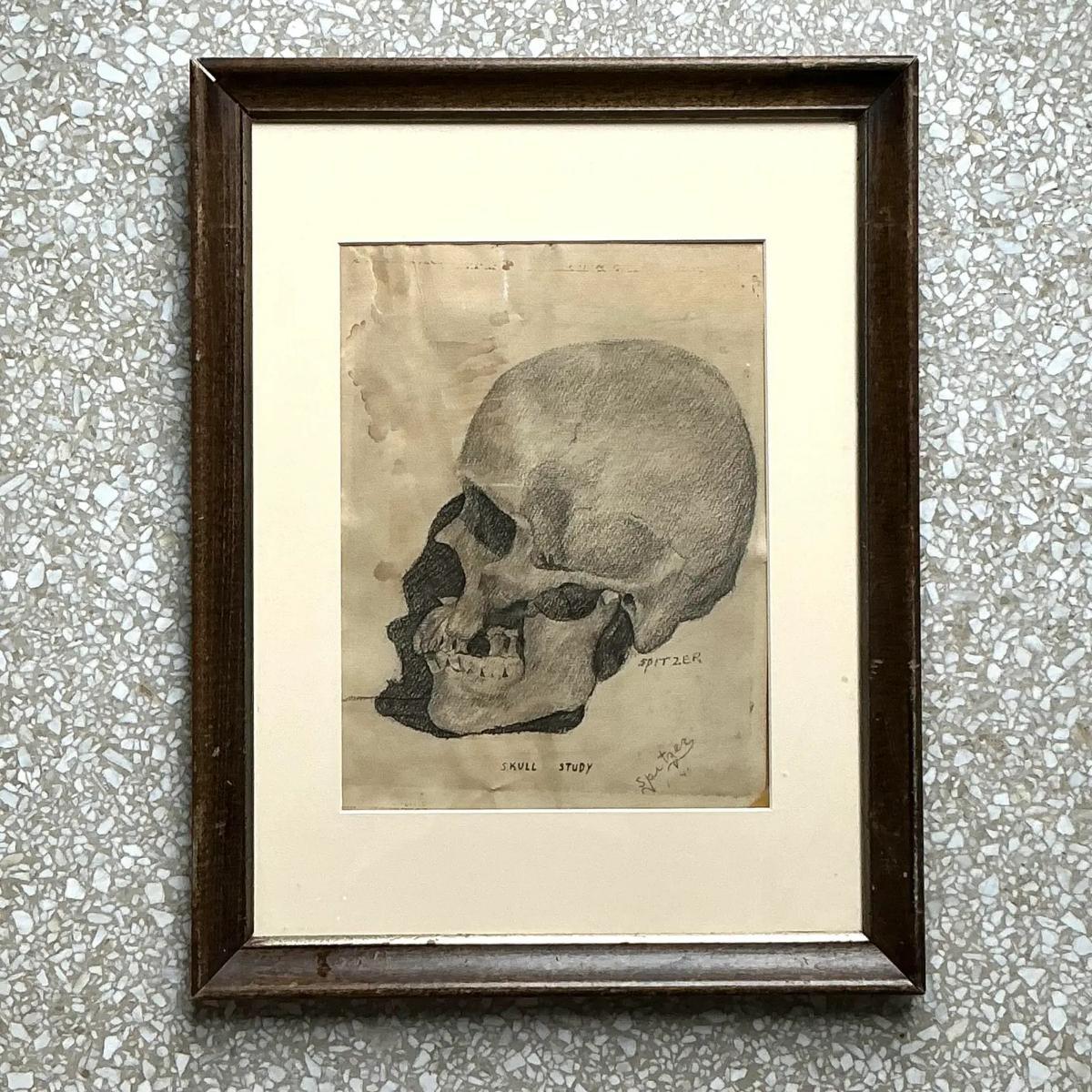Add a bold artistic touch to your space with this Vintage Boho Original Pencil Sketch of Skull. This one-of-a-kind drawing captures intricate details with fine pencil strokes, blending bohemian style with a hint of edginess. The skull motif, often